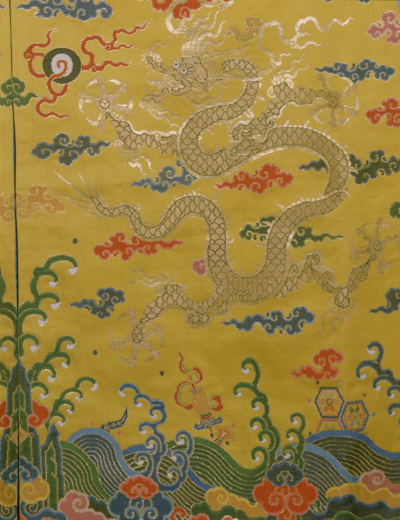 图片[4]-Women’s cotton jacket with yellow satin makeup and cloud dragon pattern-China Archive